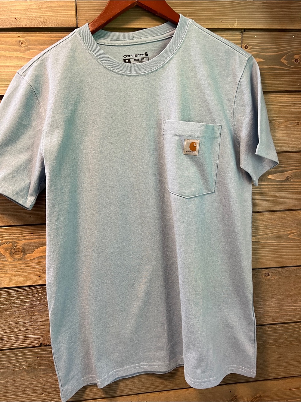 Carhartt Womens Short-Sleeve Pocket Tee in Pale Blue